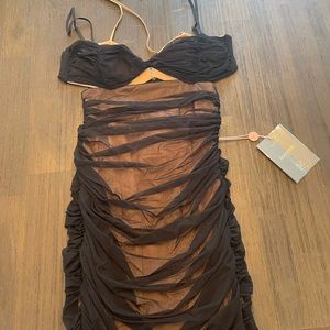House of CB Black & Nude Mesh Dress (Brand New in box)